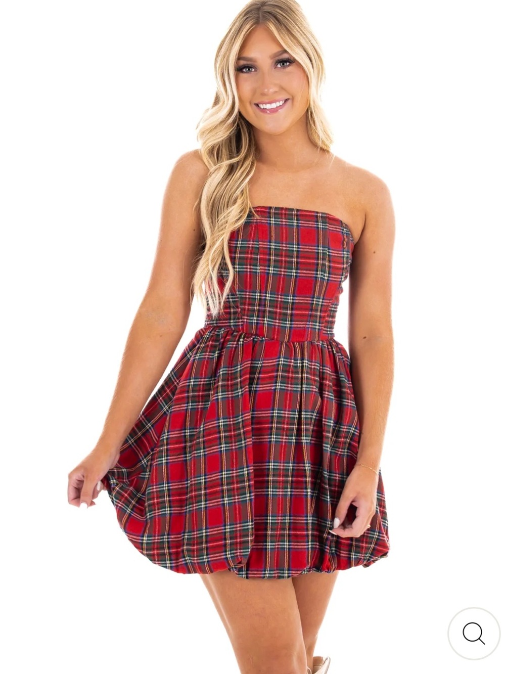 Strapless Red Plaid Mini Dress - Classic Holiday Style